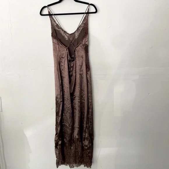By Anthropologie Satin Lace Midi Pajama Dress - Picture 5 of 8